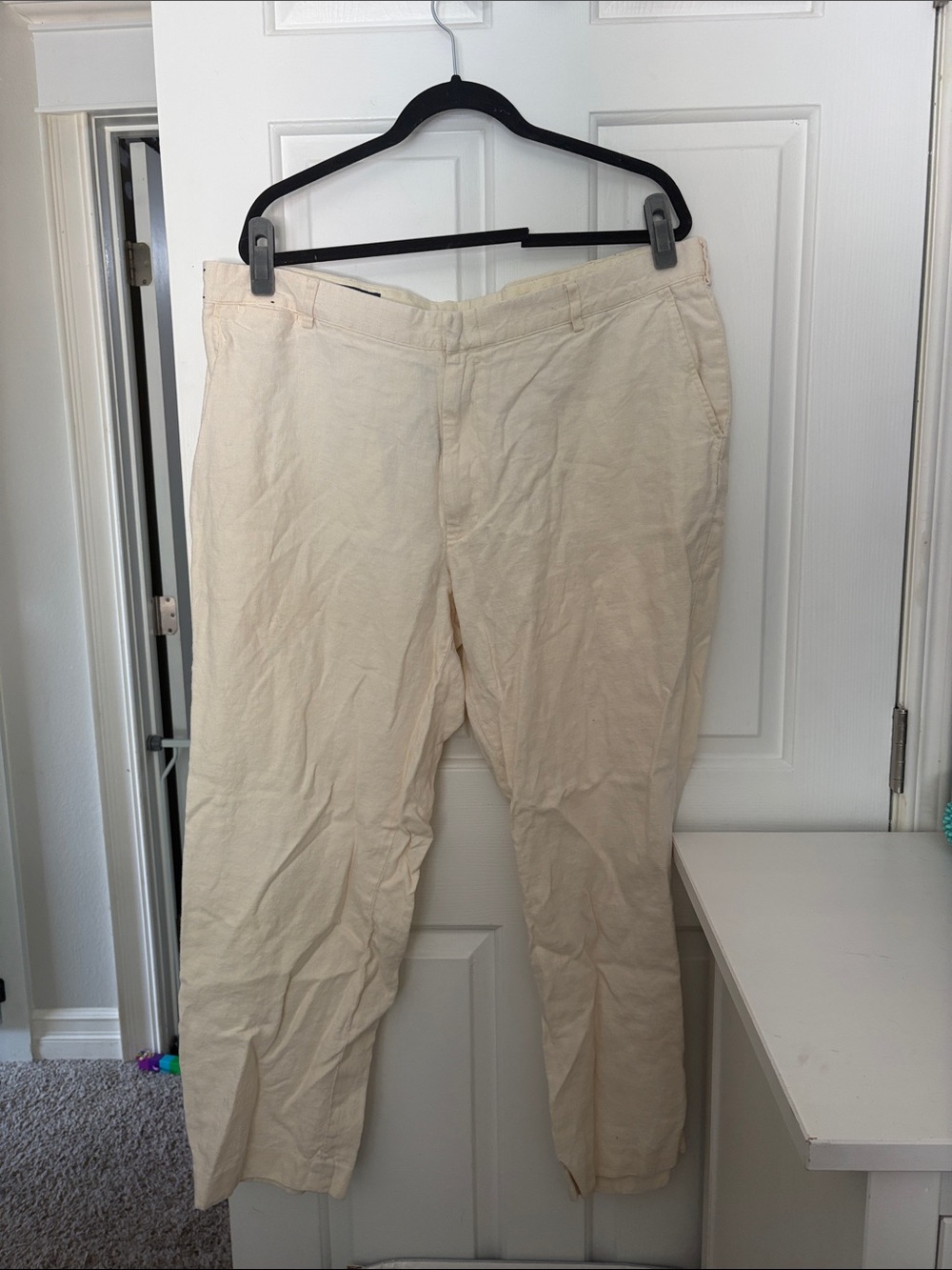 Polo by Ralph Lauren Men's Light Cream 100% linen Chinos